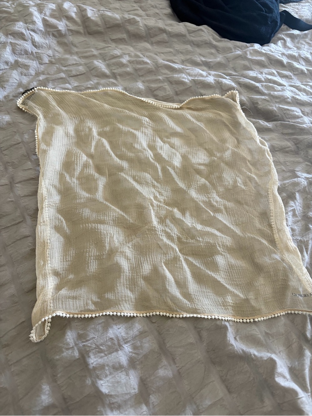 Giorgio Armani Cream 100% silk Mini Skirt with Pom-Pom Trim